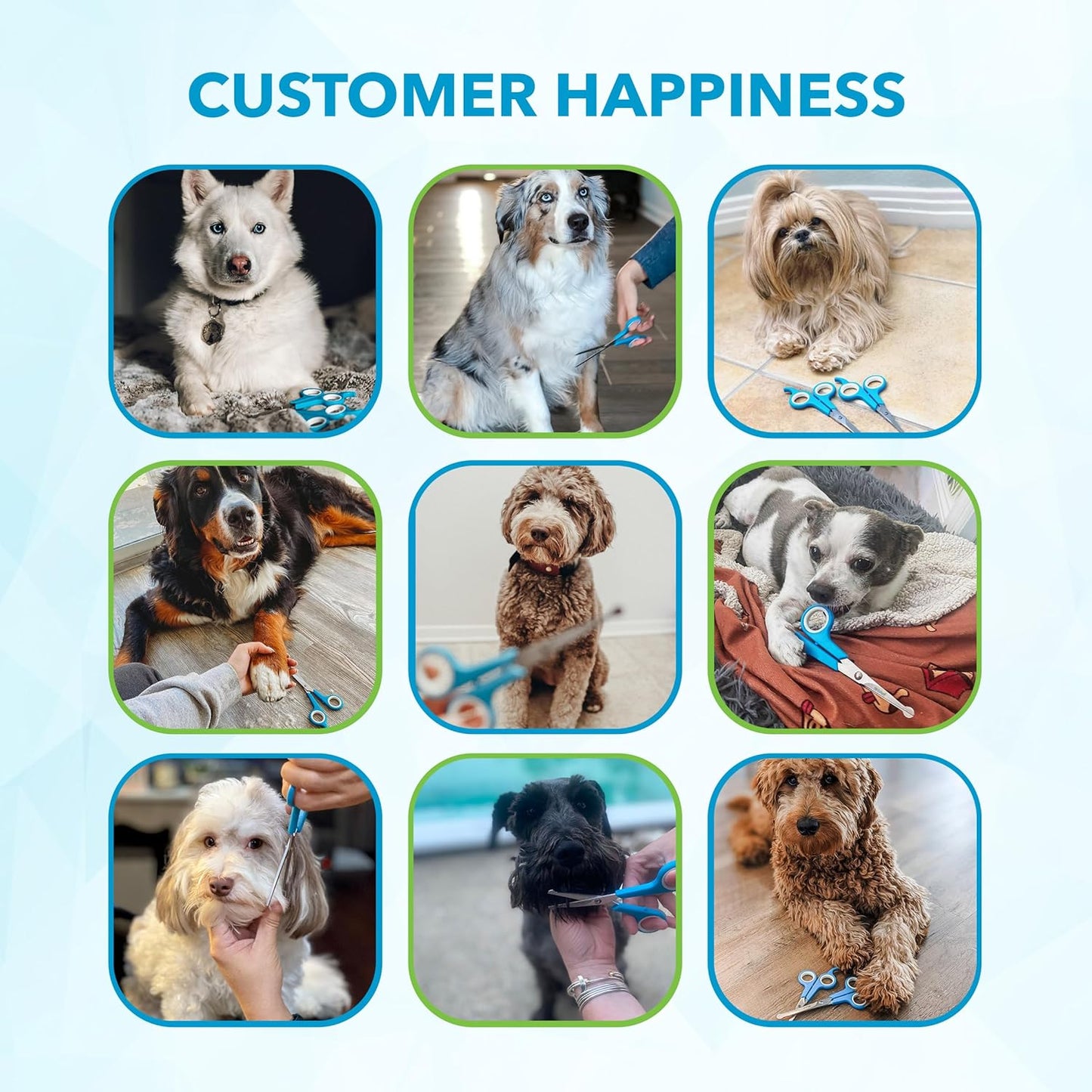 BOSHEL Dog Grooming Scissors for Dogs at Home (2 Pc) - Razor Sharp Stainless Steel Dog Scissors for Grooming - Professional Pet Scissor Set for Dogs & Cats - Best Pet Shears with Rounded Safety Tips