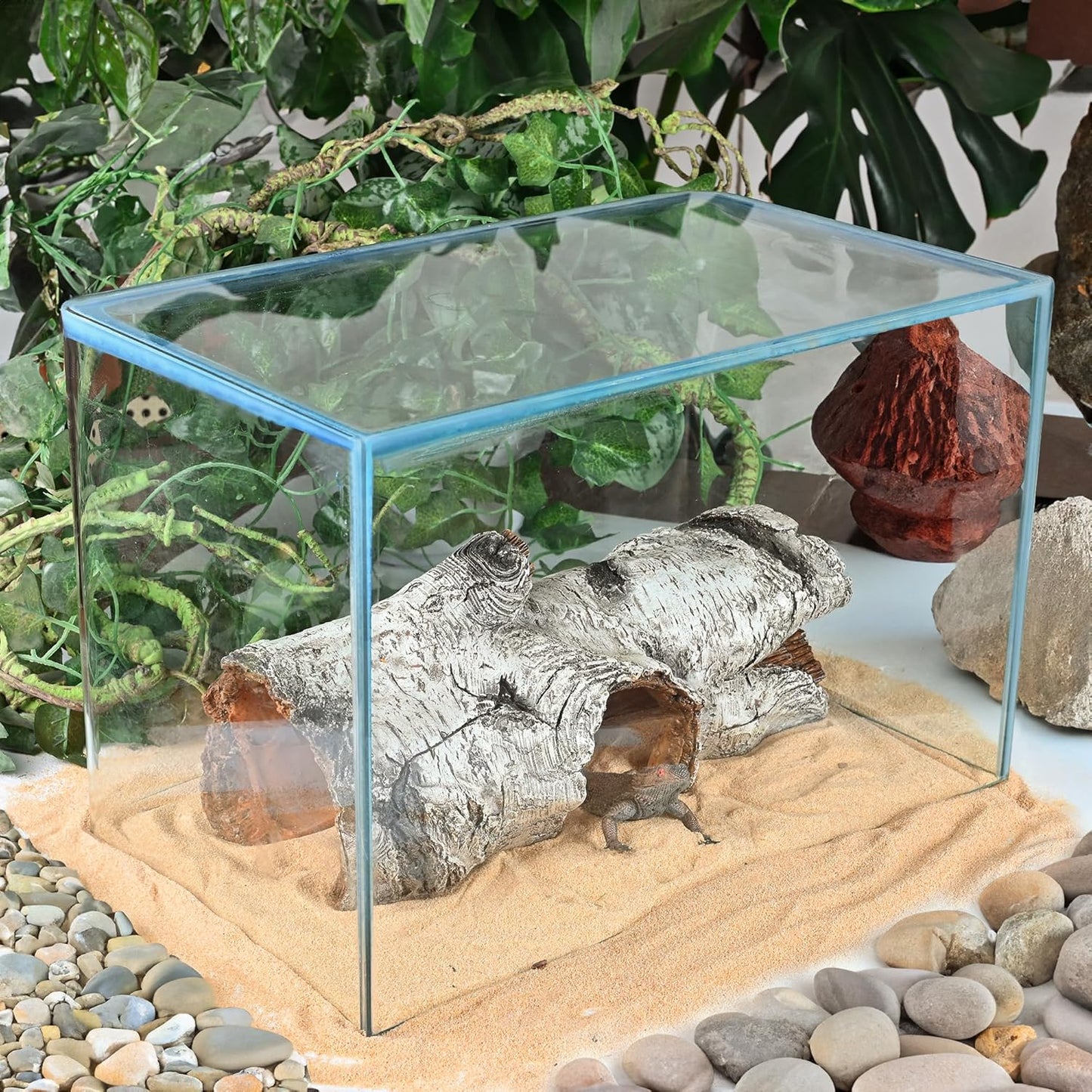 Reptile Hide Caves Simulation Tree Hideout, Hideout Shelter Sleep Cave is Decorated for Arboreal Reptile, Snake, Leopard Gecko, Lizard, Salamander, Hermit Crab Aquarium