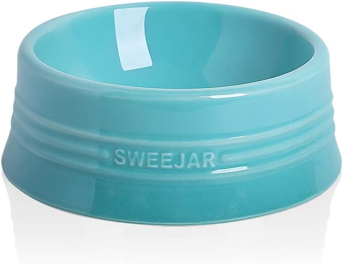 Sweejar Gradient Dog Bowl, Ceramic Dog Food Dish for Medium Dogs and Cat, Porcelain Pet Bowl for Food and Water 18 oz (Gradient Blue)