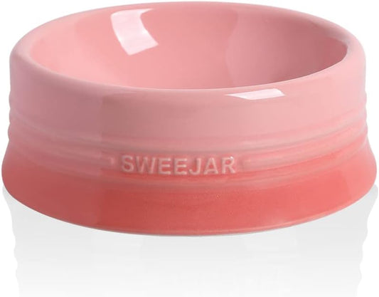 Sweejar Ceramic Dog Bowl, 32 oz, Gradient Pink, Porcelain Pet Dish for Food and Water, Non Skidding, Easy to Clean, Durable, Dishwasher Safe, Minimalist Design