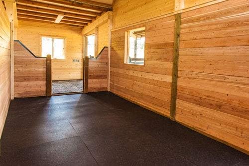 American Floor Tiles - Heavy Duty Stall Tiles - Stable/Horse Tiles - Thick, Durable Rubber Flooring Solid Black 6' x 10' Set 1/2" Thick (15 Tiles Total)