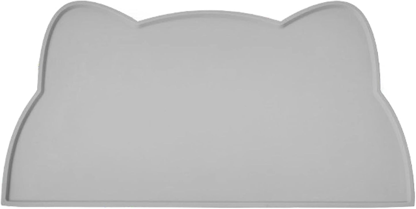 Cat Food Mat, Silicone Pet Feeding Mat for Floor Non-Slip Waterproof Dog Water Bowl Tray Cushion (17" x 10", Dark Gray)