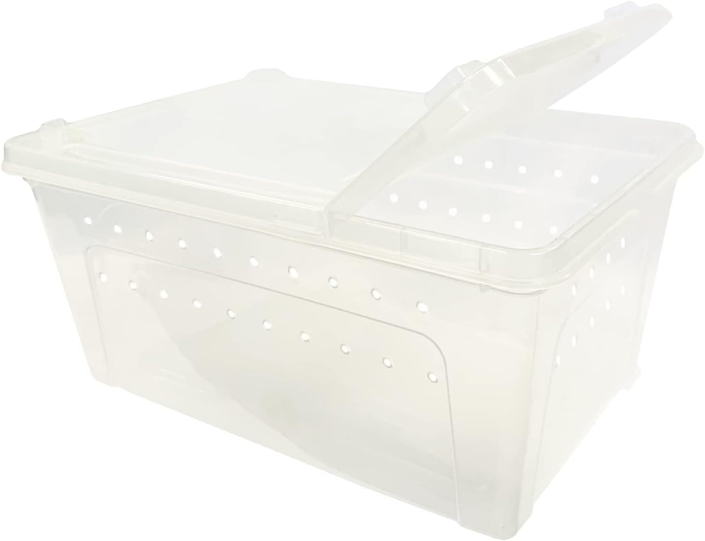 Happy Habitat (Medium - 2 Pack)- Ventilated Enclosure & Breeder Box - for Live Feeder Insects, Reptiles, Amphibians & Other Small Pets - Durable Plastic Portable Terrarium