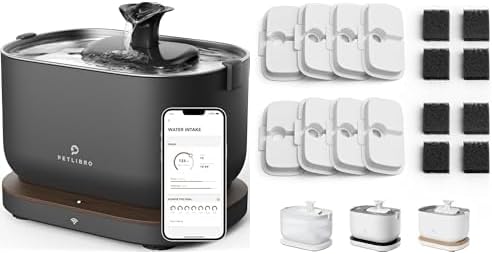 Bundle of PETLIBRO App Cat Water Fountain, 2.5L/84oz Dockstream Pet Fountain for Cats Inside with 2.4GHz Wi-Fi + PETLIBRO 8 Pack Replacement Filters for Dockstream Cat Water Fountain