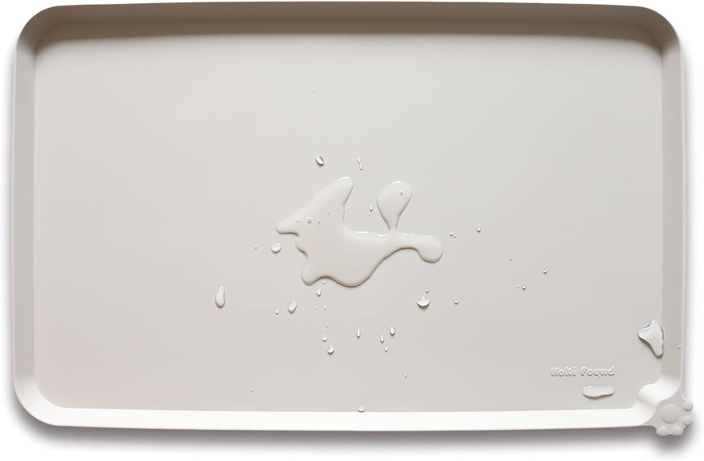 Hoki Found L Silicone Pet Food Mats - Non Slip Cat & Dog Bowl Mats - Waterproof & Carpet Safe - Cream Brown