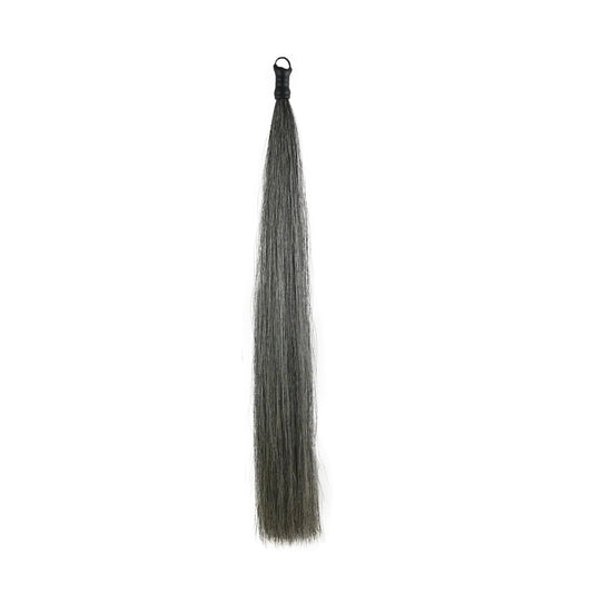 Horse Tail Extension with Braided Horsehair Loop, Blunt Cut Bottom, 3/8 lb, 28-30 inches (dark gray)