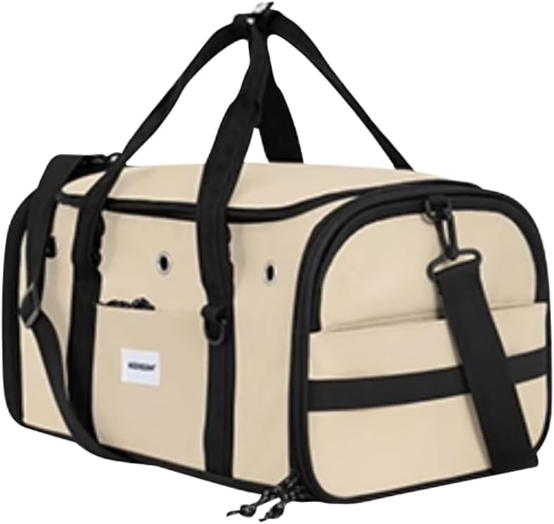 Pet Carrier Bag, Foldable Cat Bag Airline Approved, Soft-Sided Cat Travel Bag, Washable Dog Carrier Privacy Protection for Home Outdoor Travel(S, Brown)