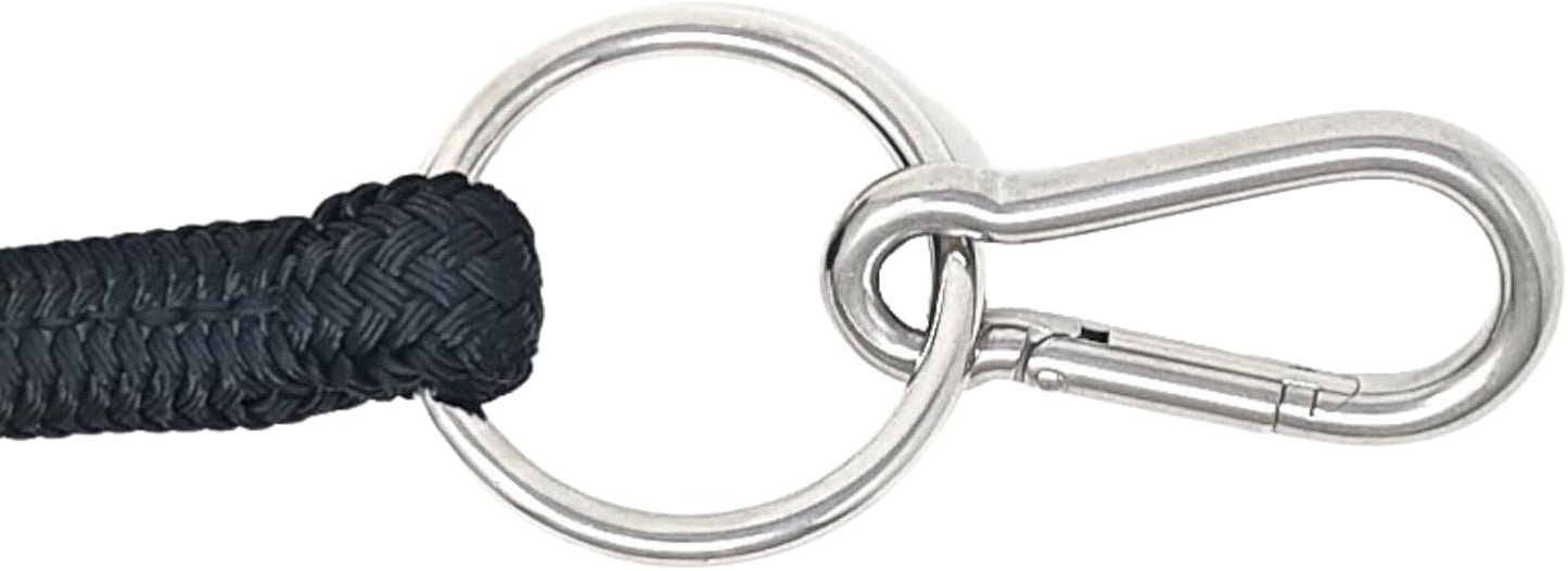 22' Long Line with SS O Ring and Carabiner (Black with Beige)