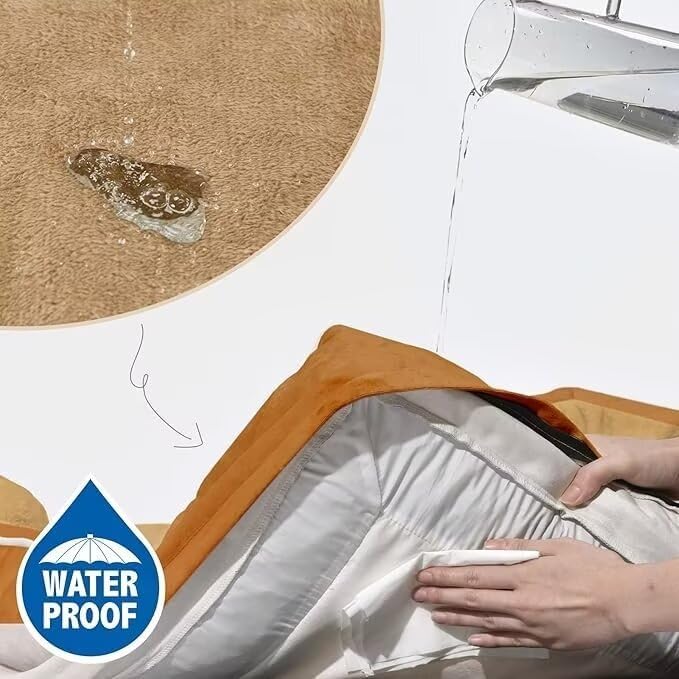 Comfort Expression Large Dog Beds Orthopedic Foam, Waterproof Dog Beds for Large Sized Dogs, Comfy Washable Pet Bed Sofa with Removable Cover & Non-Slip Bottom(Caramel)