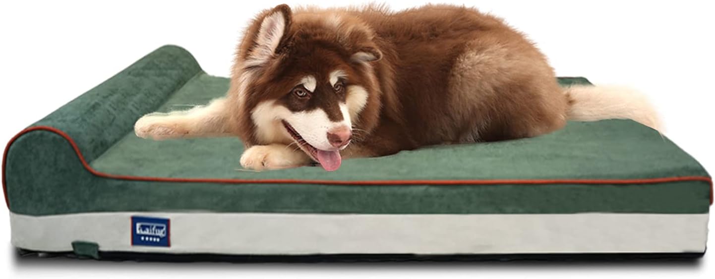 Laifug Orthopedic Memory Foam Dog Bed with Durable Water Proof Liner and Removable Washable Cover (Large (46"x28"x8"), Dark Green)