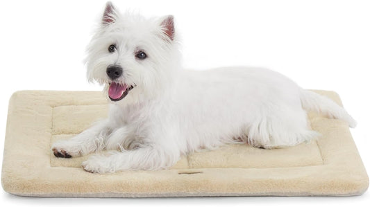 MADE 4 PETS Dog Crate Pad Bed for Small Dogs, Washable & Reversible, Anti-Slip Kennel Mat for Cozy Sleeping, Soft Fluffy Dog Bed for Indoor & Outdoor Use, 24"x18", Beige