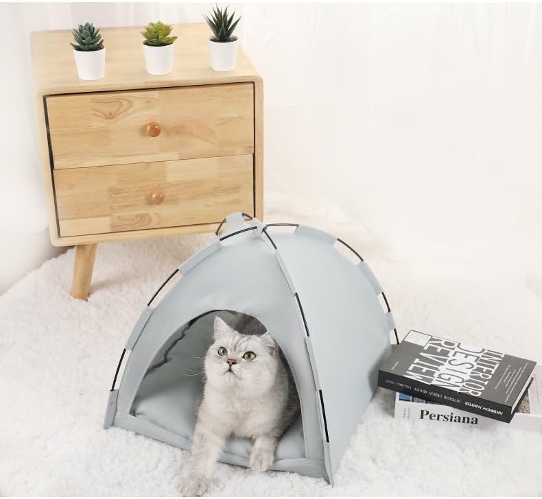 Cat Tent – Lightweight & Breathable Waterproof Shelter Designed for Indoor/Outdoor Adventures, Giving Your pet Safe Outdoor Exploration Joy. (Slate Gray, 19.7×19.7in)
