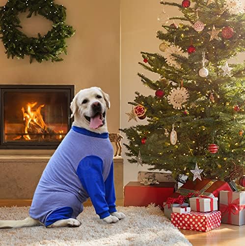 Yeapeeto Dog Onesie Surgery Recovery Suit for Large Medium Bodysuit Dogs Pajamas PJS Full Body for Shedding, Prevent Licking, Wound Protection, Cone Alternative (4X-Large (Pack of 1), Blue)