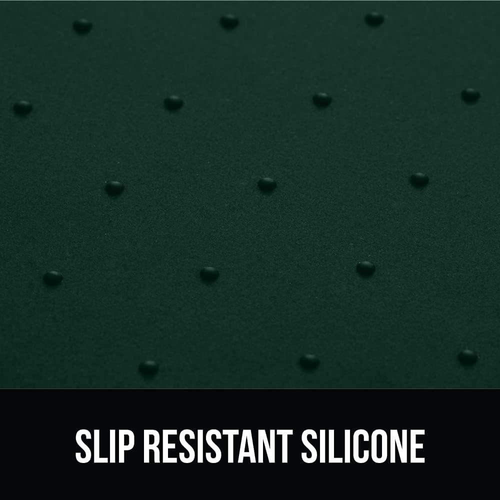 GORILLA GRIP 100% Waterproof Raised Edge BPA Free Silicone Pet Feeding Mat, Dog Cat Food Mats Contain Spills Protects Floors, Placemats for Cats and Dogs Water Bowl, Pets Accessories 16x10, Green