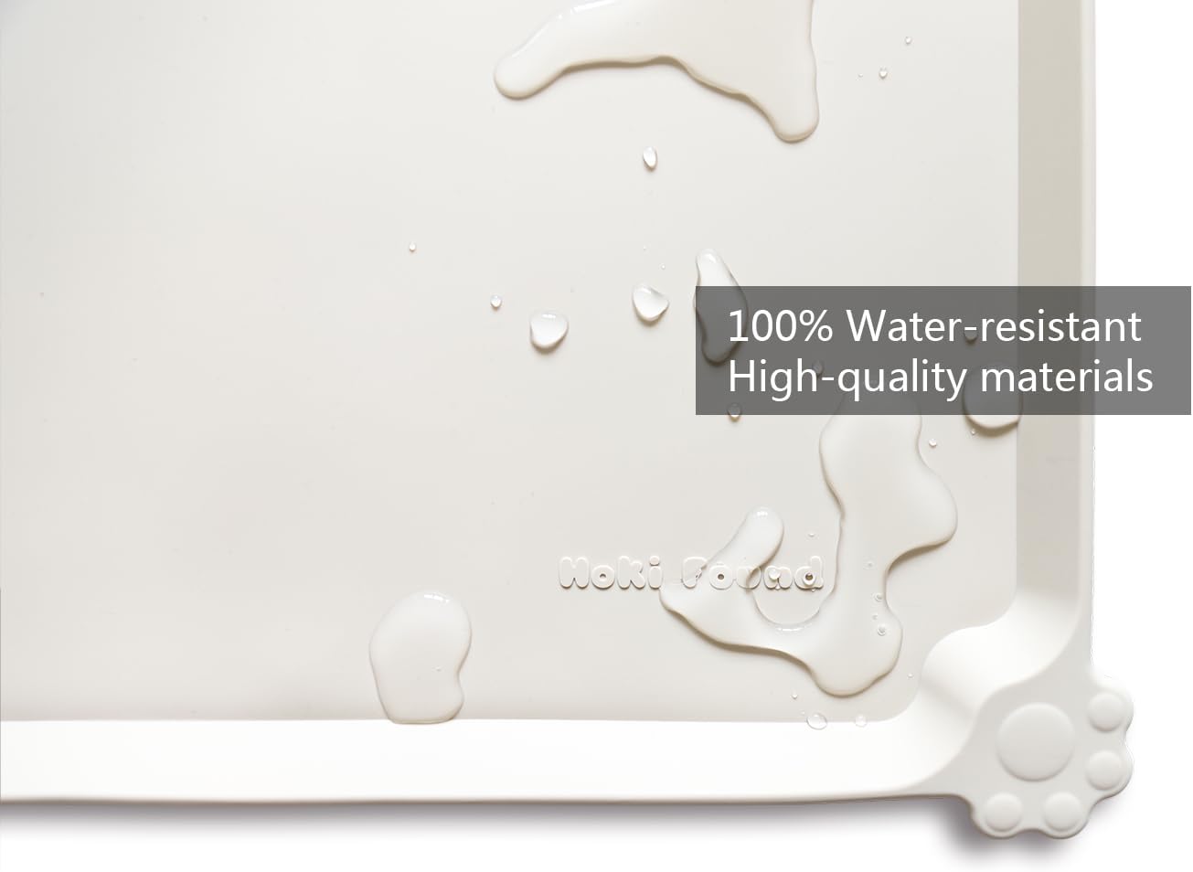 Hoki Found Large Silicone Non Slip Pet Feeding Mats - Waterproof Dog Cat Food Mats - Cream Brown