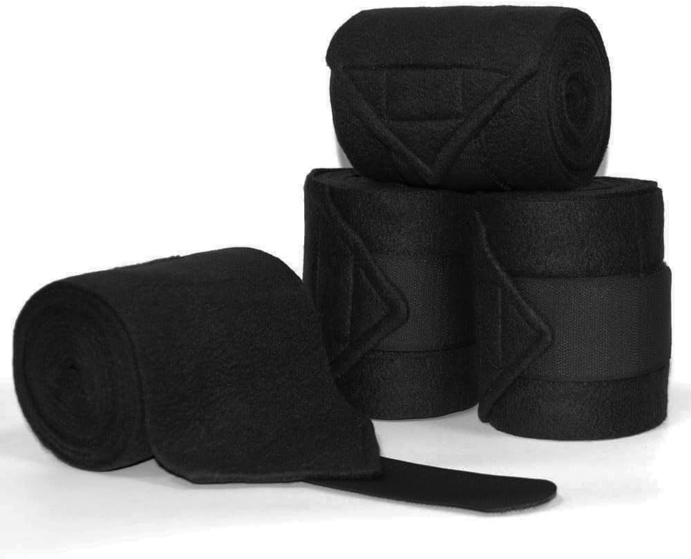 Horse Polo Leg Wraps Soft Fleece Wraps Equestrian Leg Bandage 4-Pack (Full(10ft), Black)