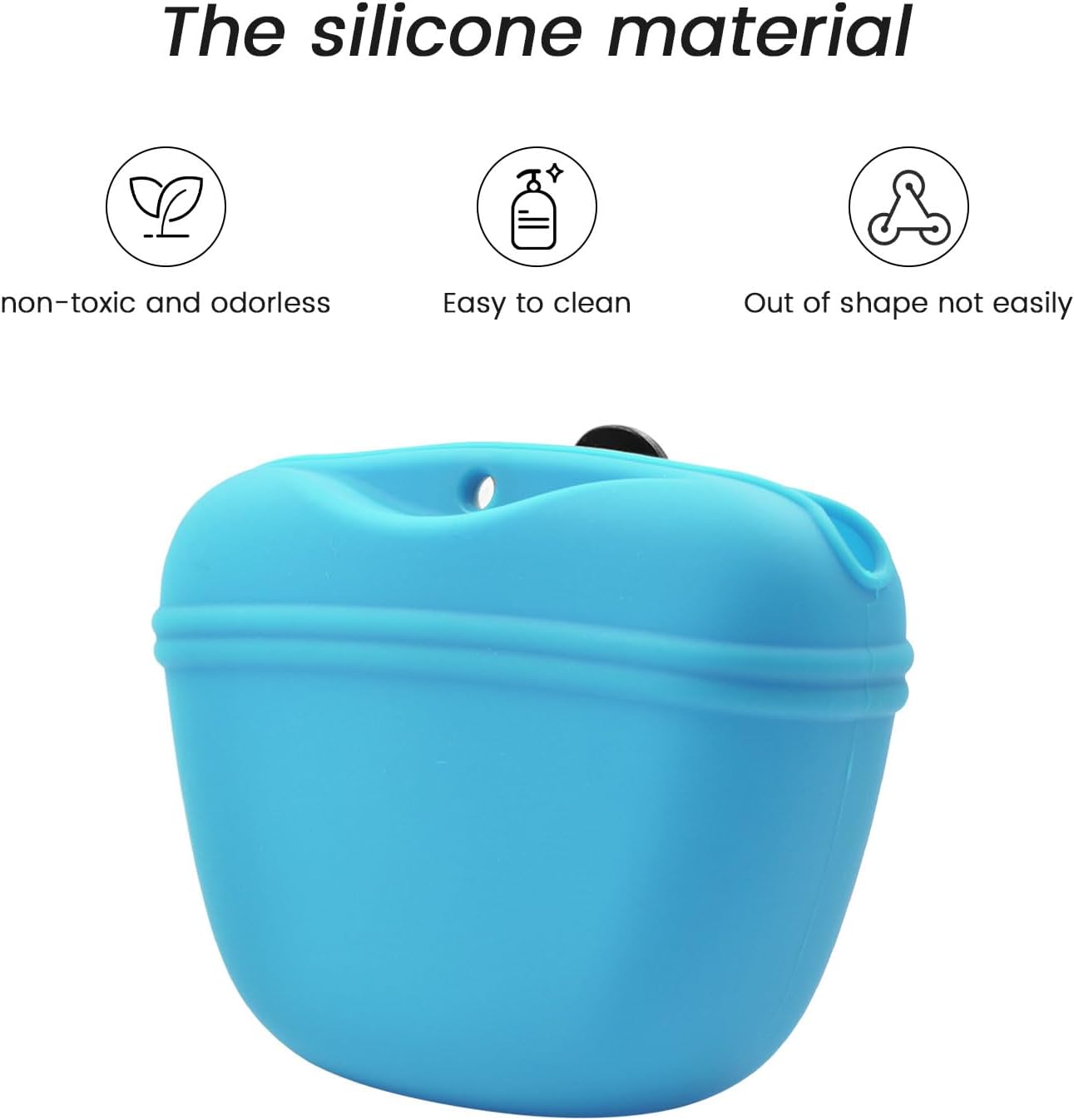 AUDWUD Silicone Dog Treat Pouch,Clip on Portable Training Container,Convenient Magnetic Buckle Closing and Waist Clip,No BPA