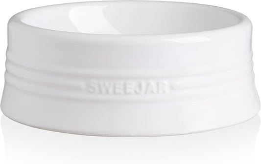 Sweejar Gradient Dog Bowl, Ceramic Dog Food Dish for Large Dogs and Large Cat, Porcelain Pet Bowl for Food and Water 32 oz (White)