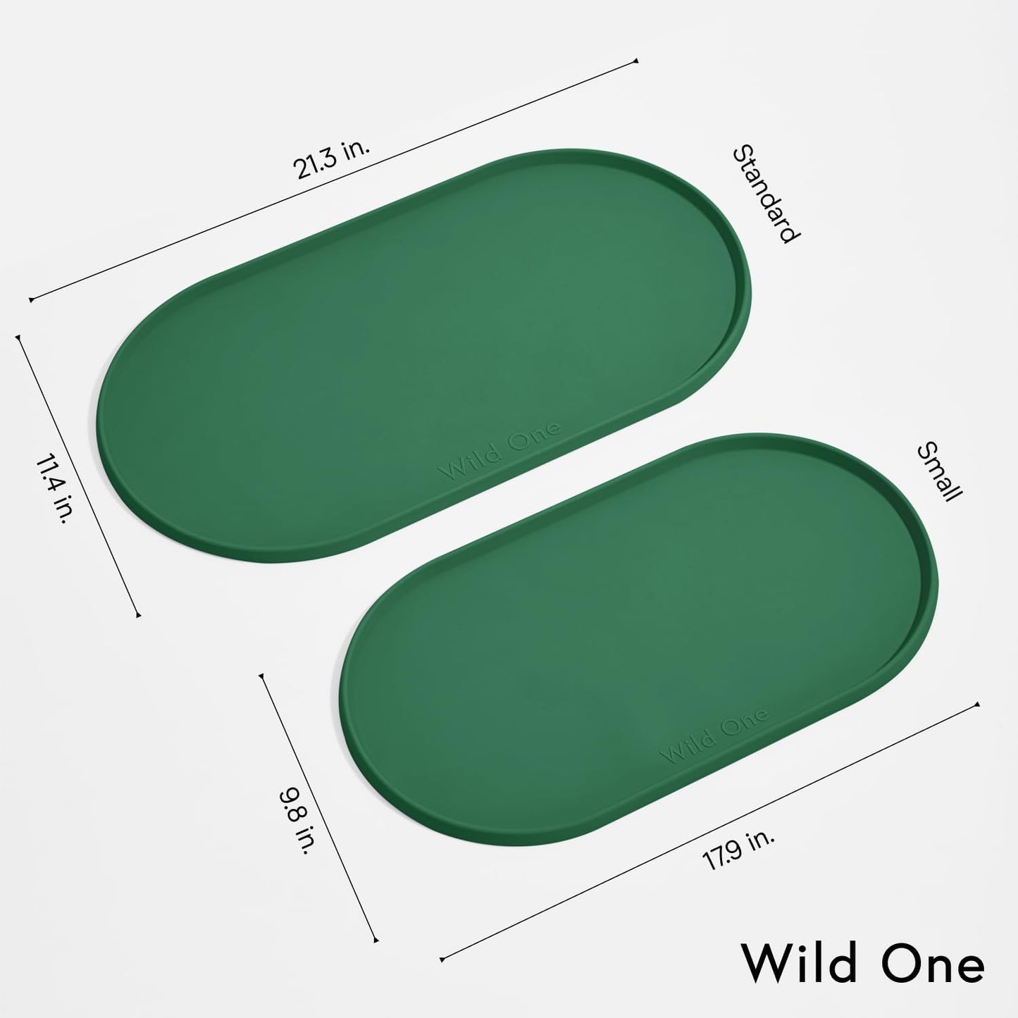 Wild One - Dog & Cat Placemat for Food & Water - Silicone, Non-Slip, Non-Toxic - Great for Travel - Standard (Black)