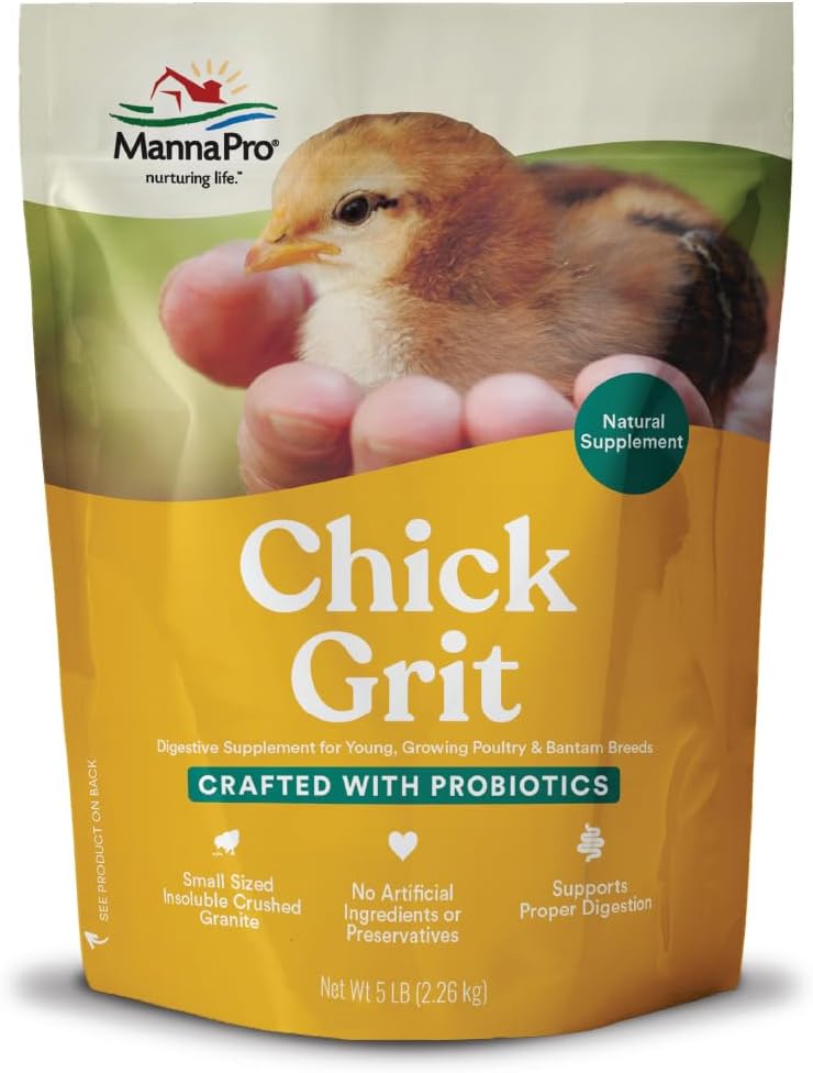 Manna Pro Chick Grit Digestive Supplement for Young Growing Poultry & Bantam Breeds, No Artificial Ingredients or Preservatives, Natural Supplement with Insoluble Crushed Granite, 5 lbs