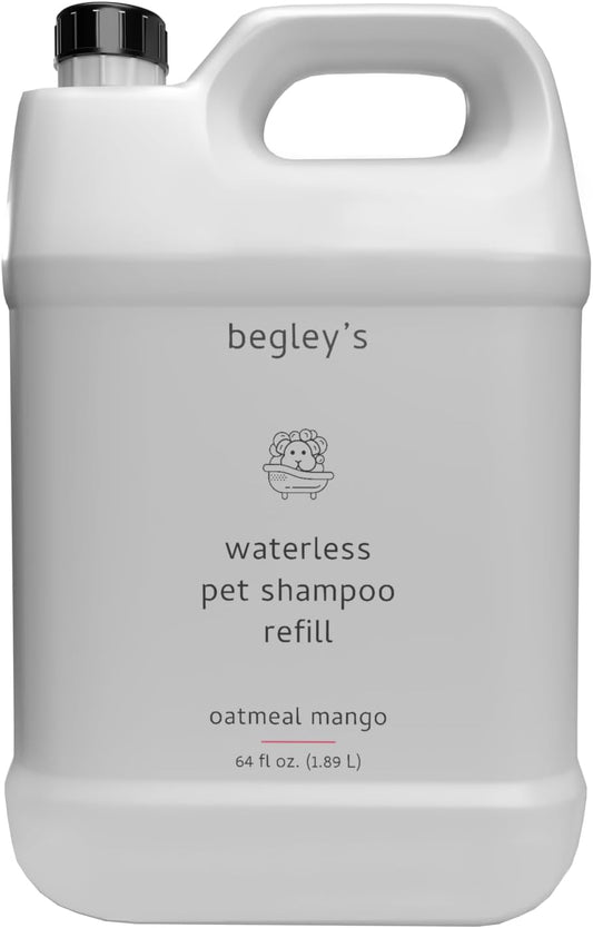 Begley's No Rinse Waterless Pet Shampoo, Bathless Cleaning, Deodorizing, and Odor Removal for a Shiny, Fresh Smelling Coat - Effective for Dogs, Puppies, and Cats - Refill, Fresh Oatmeal Mango