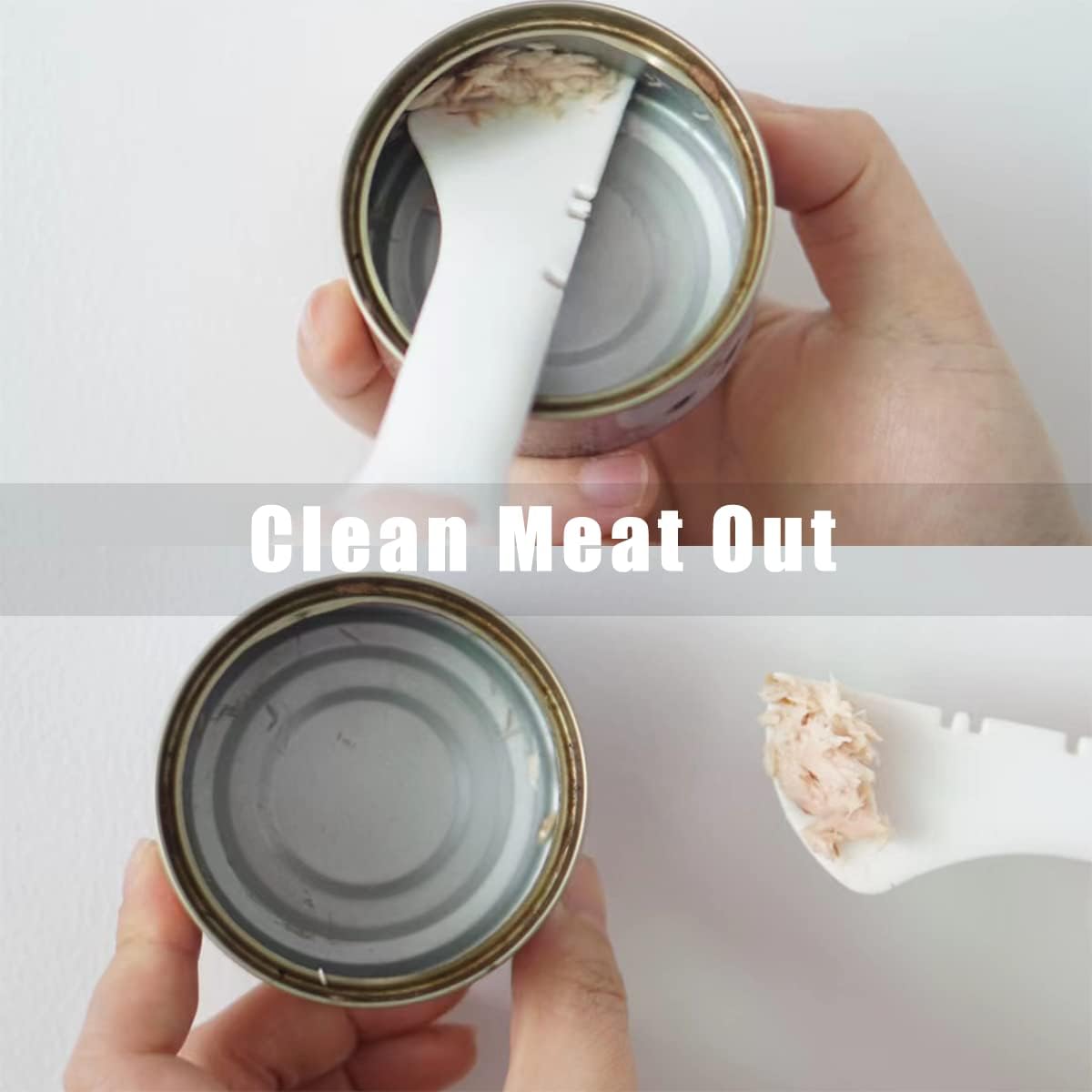 Meow&Woof Cute Cat Pet Can Food Cover with Spoon - One Lid and One Spoon Pack (White&Pink)