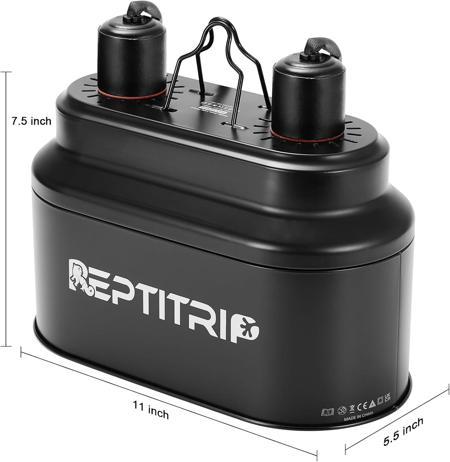 Dual Reptile Light Fixture with 100W Daytime Heat Bulb & 100W Nighttime Ceramic Heat Emitter, 2 Independent Switches, Reptile Heat Lamp Combo Pack - No UVB