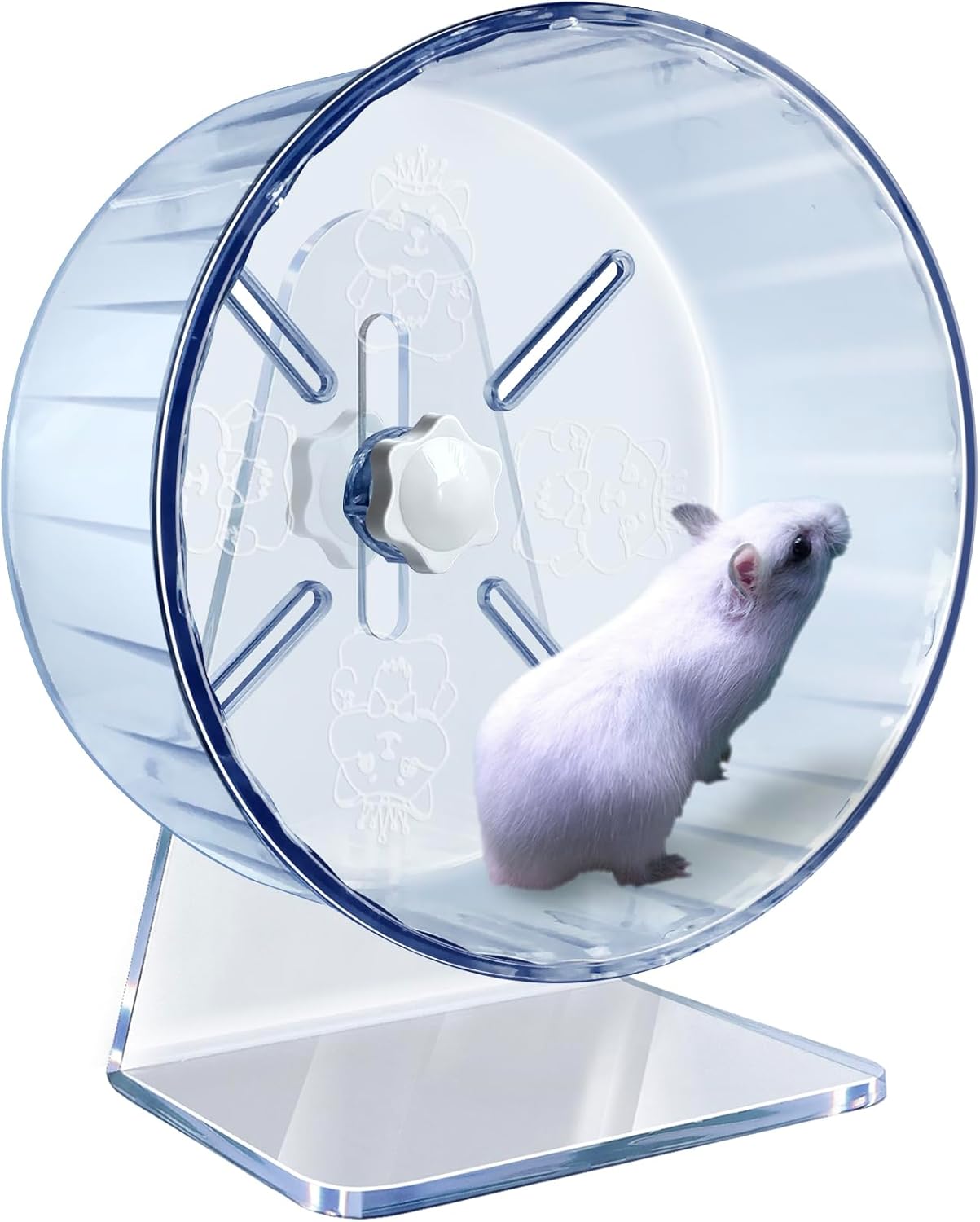 Silent Hamster Wheel, Super-Silent Hamster Exercise Wheels Accessories, Quiet Running Wheels, Adjustable Stand for Hamsters Mice Or Other Small Animals (Ф 7 inch,Transparent)