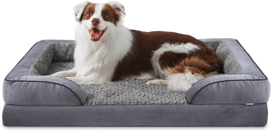 INVENHO Orthopedic Large Dog Bed, Washable Waterproof, Egg-Crate Foam Dog Couch Bed with Washable Removable Cover, Waterproof Lining and Nonskid Bottom