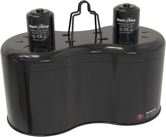 Reptile Dual Dome 12inch, Fits Reptile Light/Heat Lamp/UVB Light, Max. 160W Each,Patent Design K8561, Reptile Light Fixture