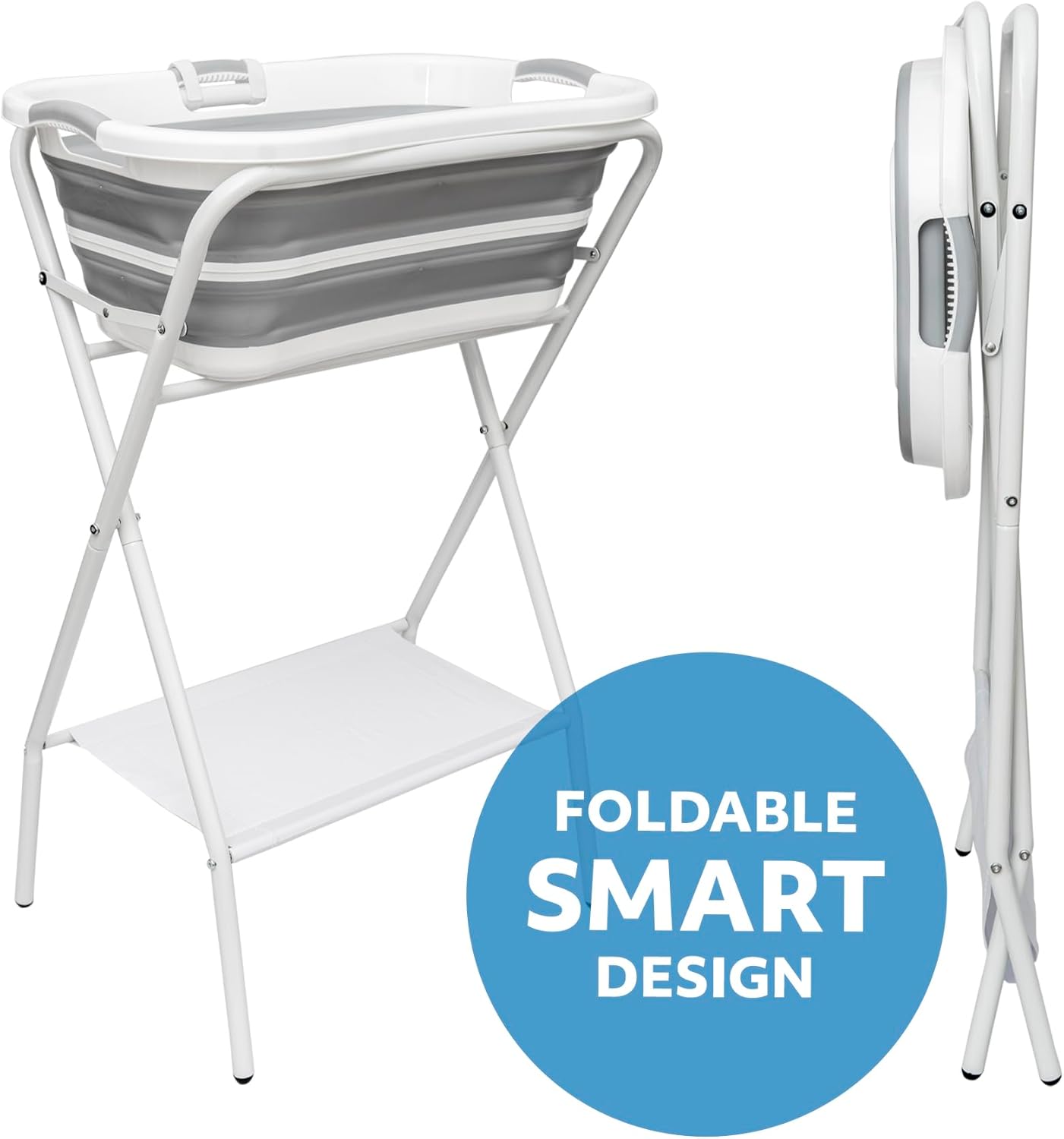 Smoochie 2 in 1 Dog Bathtub Washing Station, Elevated Pet Bath Tub, Collapsible and Portable Bathtub for Dogs, Cats Bathing, Shower and Grooming, Indoor and Outdoor