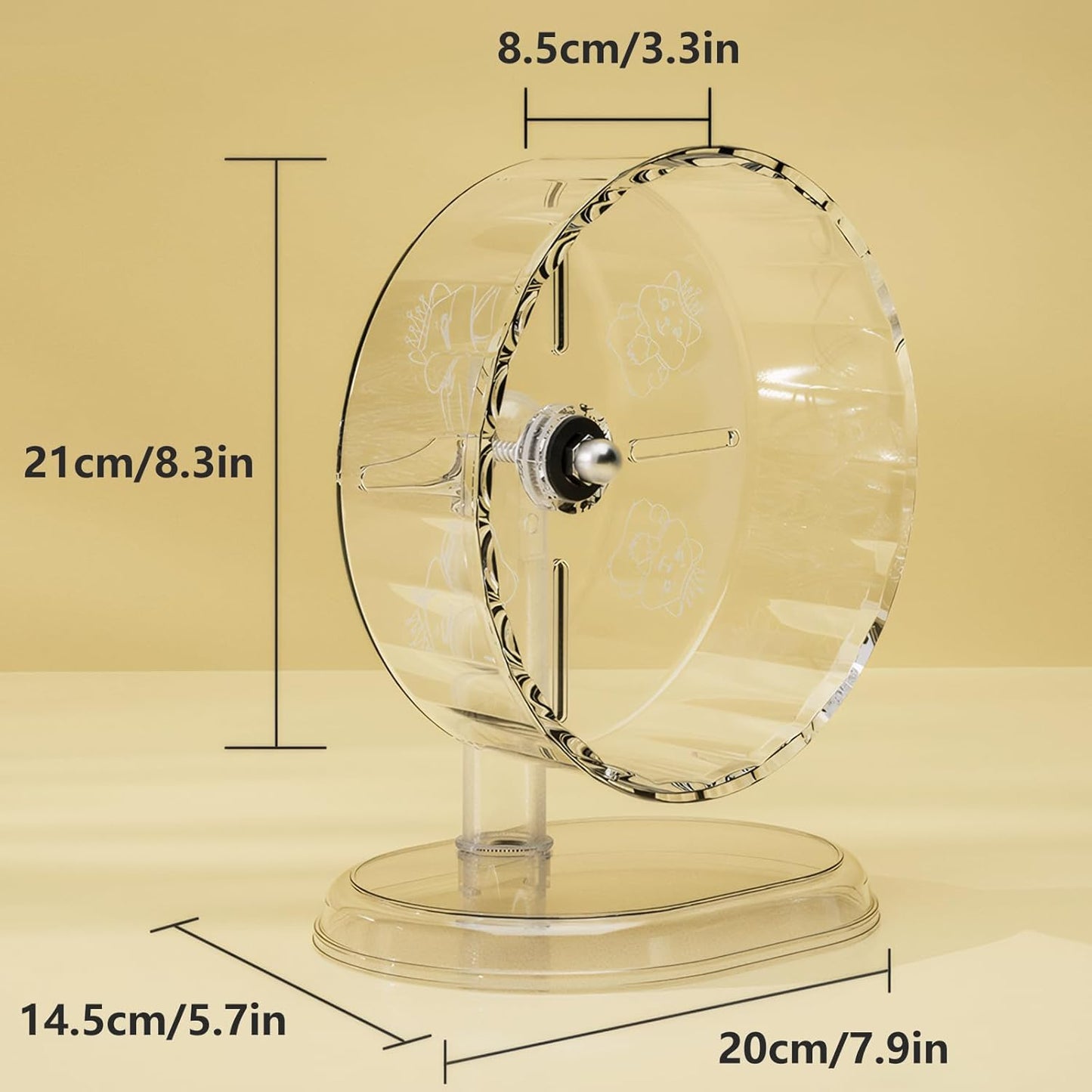 Silent Hamster Wheel – 8.3 Inch Syrian Hamster Running Wheel, Anti-Skid & Height Adjustable, Easy to Clean (8.3inch)