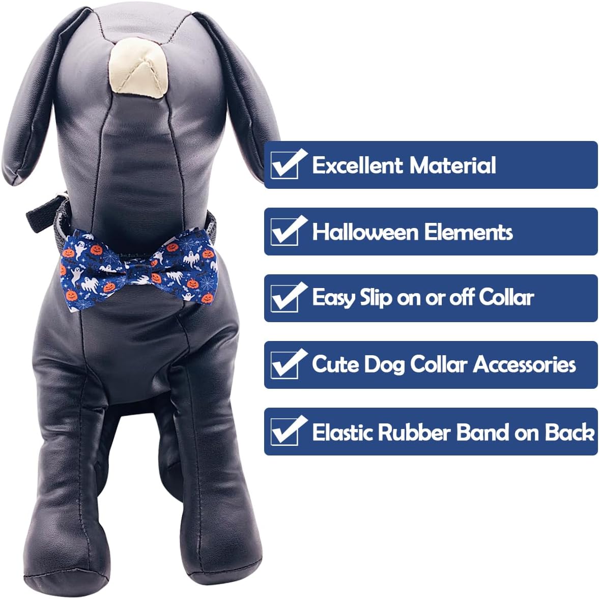 PET SHOW 10pcs Halloween Small Dog Bow Ties for Medium Dogs Puppies Rabbit Cat Detachable Bowties with Elastic Bands Attach to Collar Pet Grooming Collar Attachment Accessories