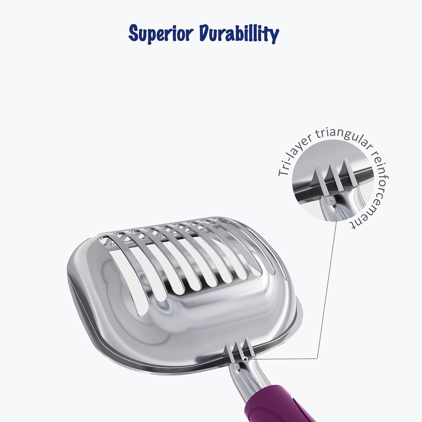 WePet Cat Litter Scoop, Aluminum Alloy Sifter, Kitty Metal Scooper, Deep Shovel, Long Handle, Poop Sifting, Kitten Pooper Lifter, Durable, Heavy Duty, for Litter Box