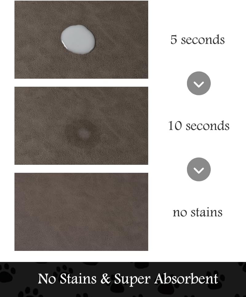 Pet Feeding Mat-Absorbent Dog Mat for Food and Water Bowl-No Stains Quick Dry Water Dispenser Mat-Dog Accessories Pet Supplies-Bowl for Messy Drinkers（Brown,17"x28"