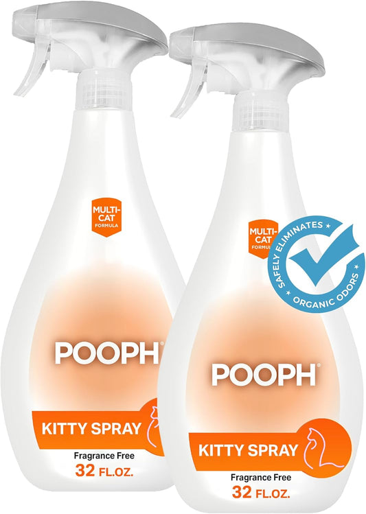 POOPH Kitty Spray - Odor Eliminator, 32oz - Dismantles Odors on a Molecular Basis, Cats, Freshener, Eliminator, Urine, Poop, Pee, Deodorizer, Fresh, Clean, Furniture, Potty, Safe - 2 Pack