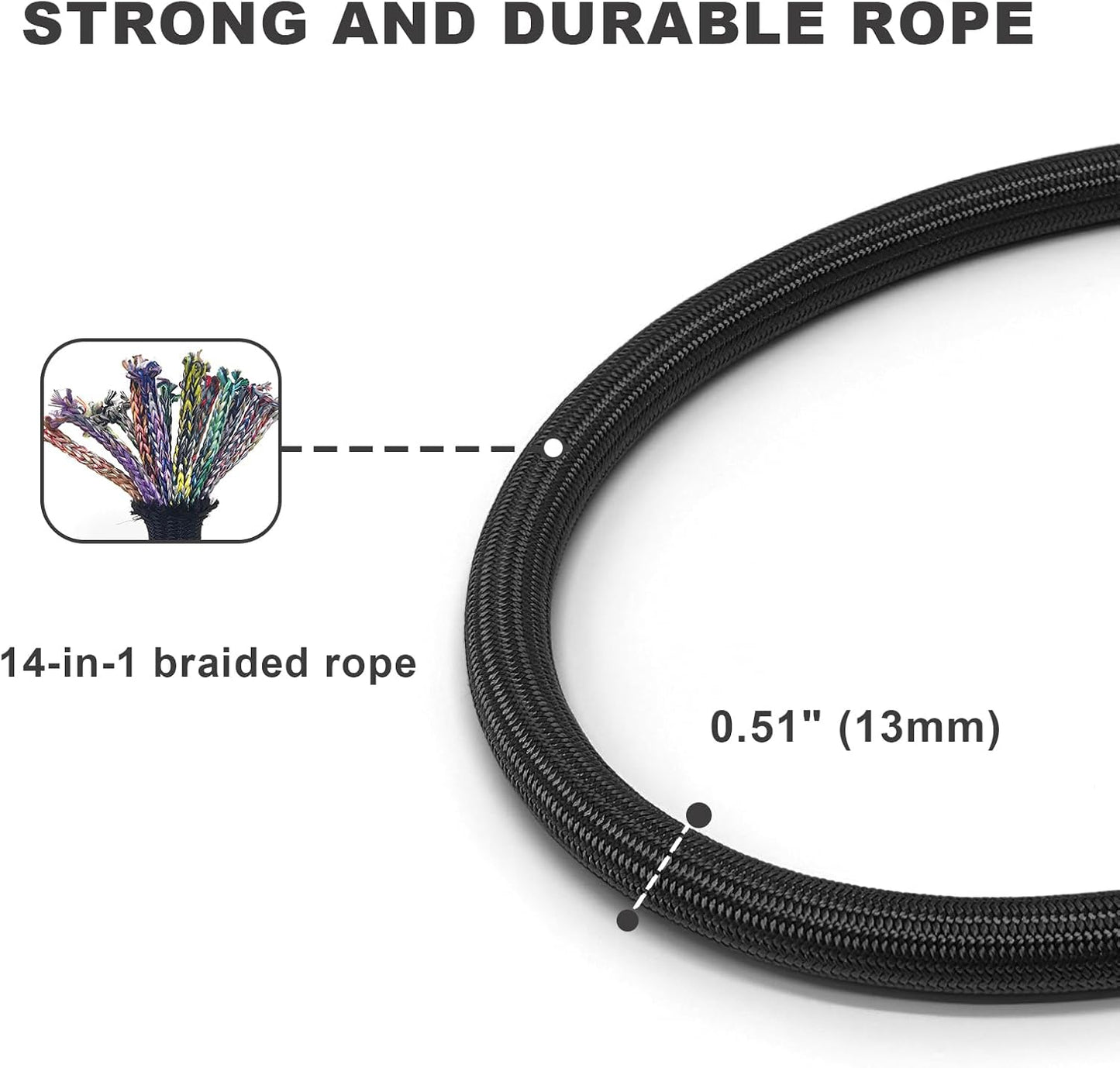 Rope Dog Leash, 4 ft Heavy Duty Dog Leash with Aviation Aluminum Auto Locking Carabiner, Strong Nylon Pet Lead for Small, Medium, Large Dogs (Black, 4FT)