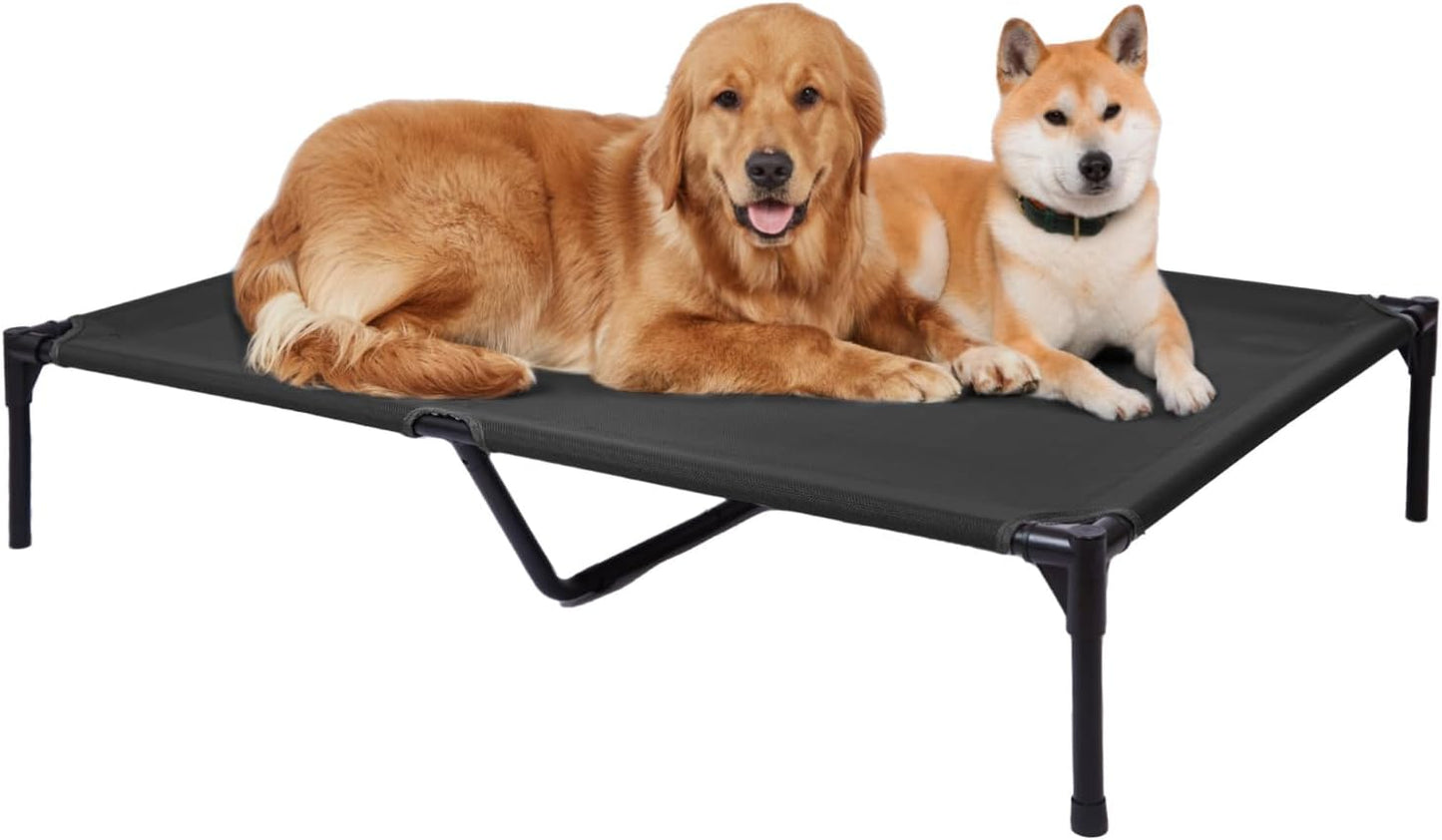 pettycare Elevated Outdoor Dog Bed - Dog Cots for Large Dogs XL, Heavy Duty Raised Cot Waterproof, Cooling Pets Bed with Washable Durable Teslin Mesh and Non Slip Feet, 49 Inches, Black