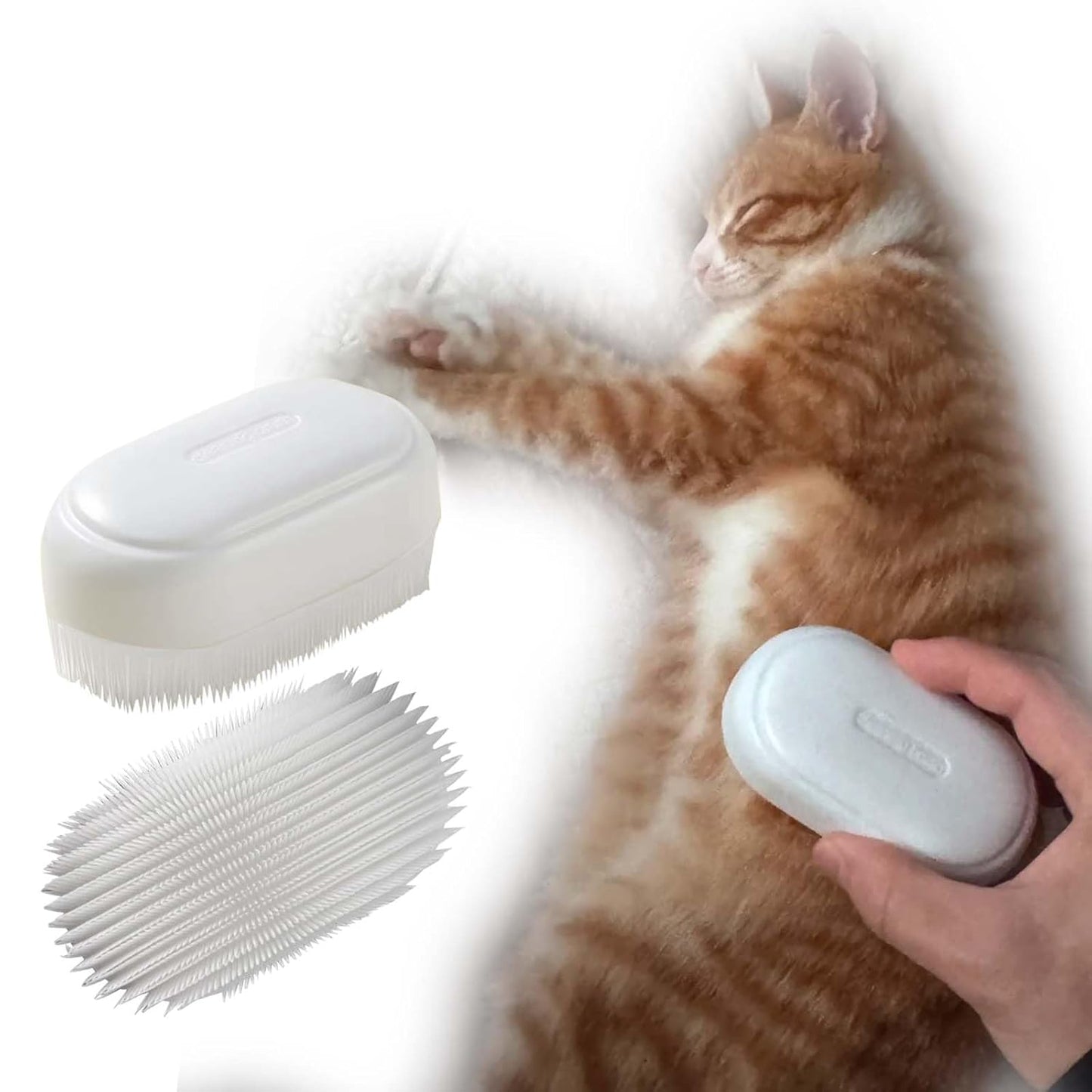 SoarExcelleryy Soft Fur Cat Brush - Over 1000 gentle cat tongue brushes with prickly serrations, suitable for sensitive cats - comfortable, lightweight, gentle, perfect for enhancing intimacy, white