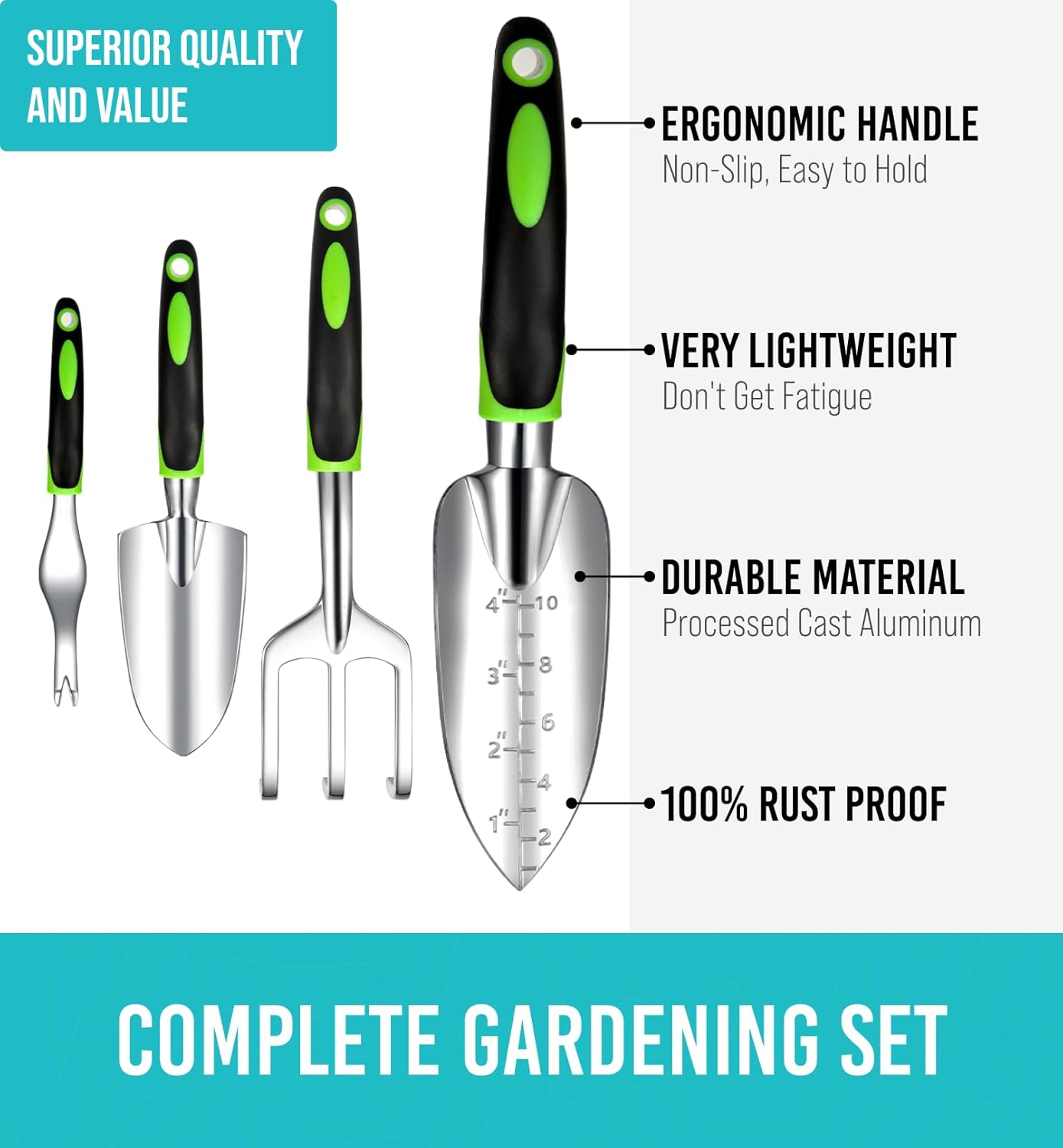 GROWIT Heavy Duty Gardening Tools - 22-Piece Gardening Gifts for Women, Men, Mom, Dad - Durable, Ergonomic Garden Tools Set