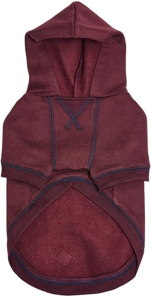 Blueberry Pet Essentials Hoodie – 26″ Cotton‑Blend Sweatshirt with Hood, Burgundy Red, Machine‑Washable Dog Jersey