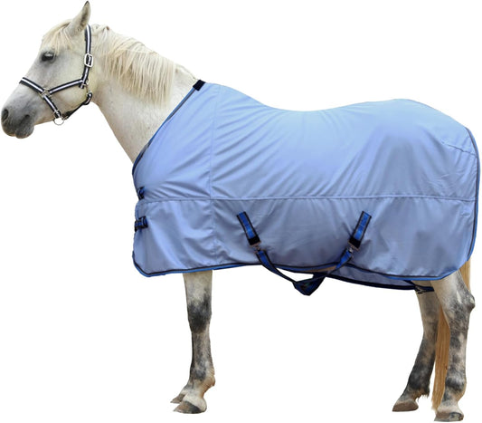 Horse Fly Sheet, Standard Neck Comfy Mesh Fly Sheet for Horses, Equine Summer Sheets UV-Protective Lightblue 72