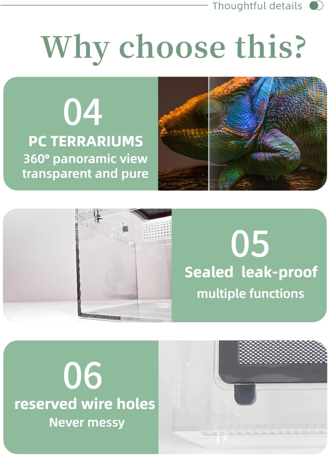 Reptile Terrarium 2025 Upgrade Leopard Gecko Tank Dual use of Water and Land, Stronger, More Durable, More Convenient, Suitable for Gecko, Hermit Crab, Tree Frog, Tarantula,Spiders (Large)