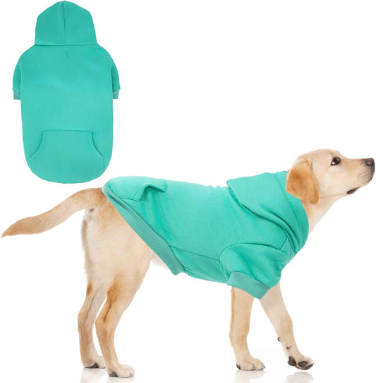 KOOLTAIL Basic Dog Hoodie - Soft and Warm Dog Hoodie Sweater with Leash Hole and Pocket, Dog Winter Coat, Cold Weather Clothes Sweatshirt for Small Medium Large Dogs Puppy Cat Boys Girls Lake Blue XXL