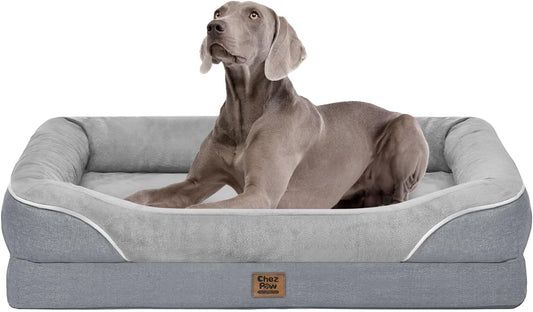 Washable Orthopedic Large Dog Bed - Removable Waterproof Cover with Bolster Extra Large Dog Bed Foam Support XL Large Big Pet Dogs Beds