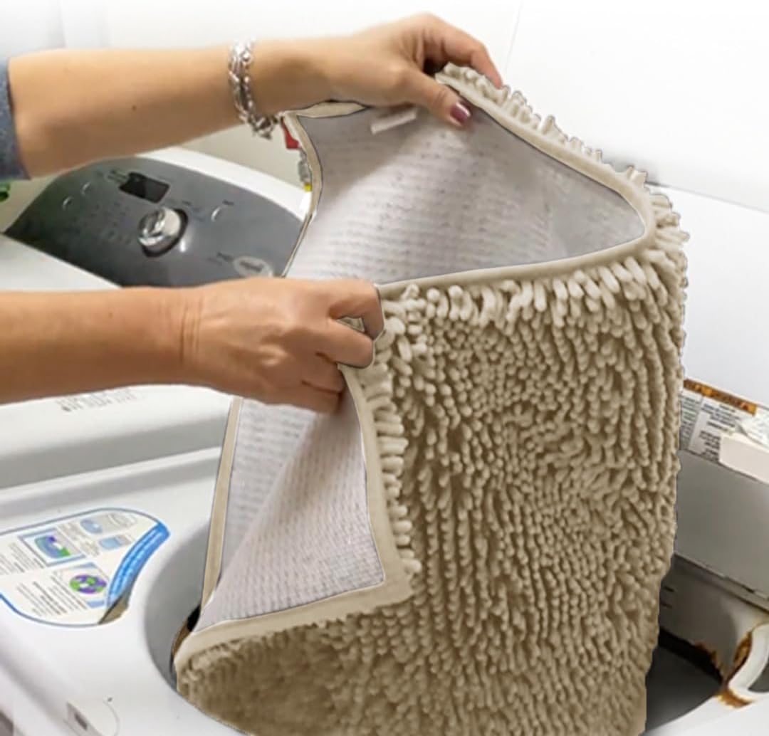 Muddy Mat® Shown on TV – Super Absorbent Microfiber Dog Door Mat for Muddy Paws, Non-Slip Washable Pet Rug, Quick Dry Chenille Entryway Carpet, Machine Washable Indoor Outdoor mat, Beige 59"x24"