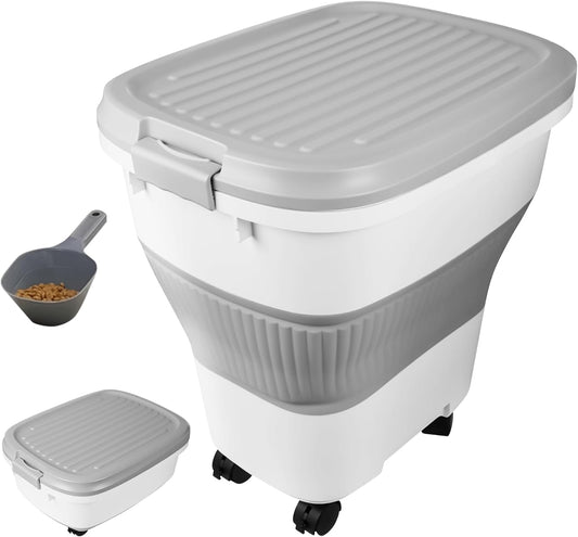 35 Lbs Dog Food Storage Container, Collapsible Dog Food Container with Scoop for Pet/Dog/Cat/Bird Food,Keep Dry Food Fresh,Easy to Move