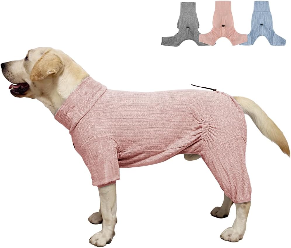 Dog Pyjamas PJS Sweater Clothing and Loungewear Suitable for Medium to Large Breeds of Dogs, Neutering Suits, Extra-Large Stretch Fabric, Four-Legged Dogs Clothes Pyjamas (Sweater Pink, 2XL)