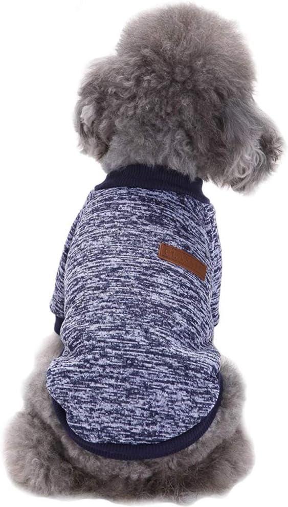 Jecikelon Dog Clothes Dogs Sweater Soft Puppies Clothing Winter Puppy Sweaters Warm Outfit for Dogs Small XXS XS Cat Apparel (Navy Blue, XXS)