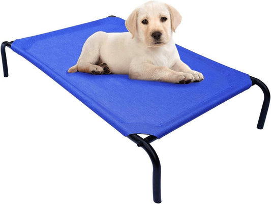 PHYEX Raised Pet Cot for Small Pets, Elevated Dog Bed with Breathable Mesh, Sturdy Steel Frame for Indoor & Outdoor Use, Non-Slip Design, Easy Clean, 33-Inch Blue